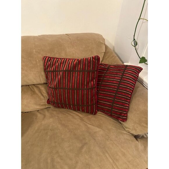 Pillows brown and red striped throw - Picture 1 of 10